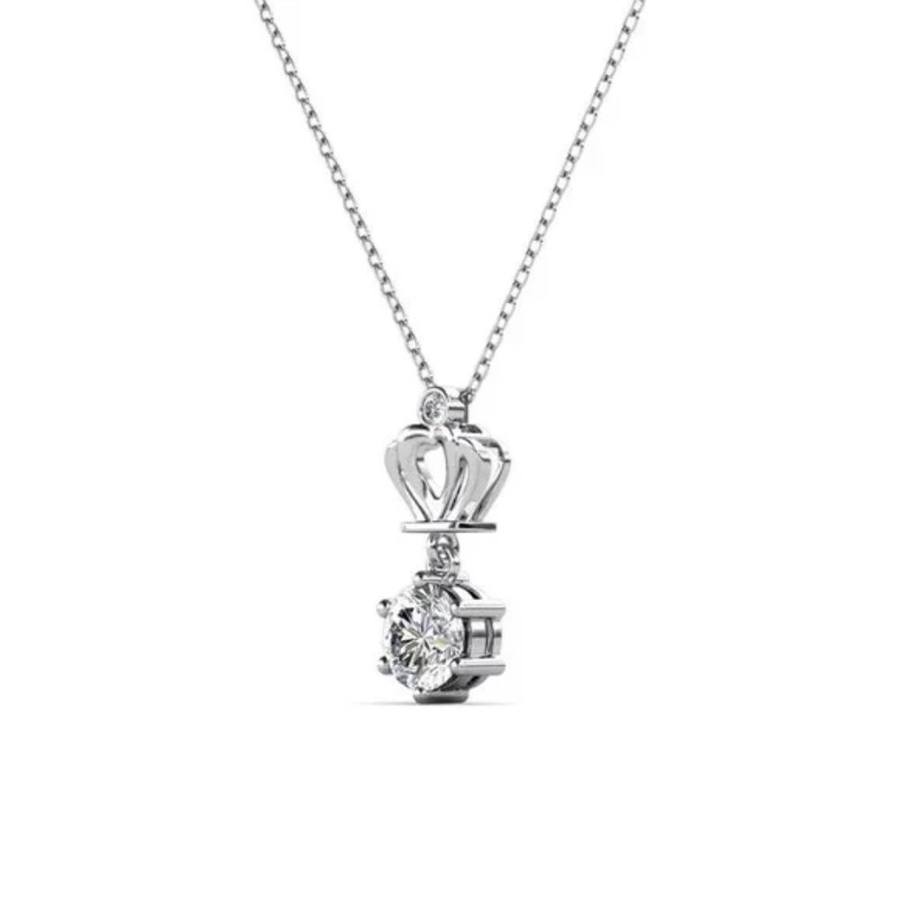 Certified 1ct. t.w. Diamond Moissanite Crown Necklace A NEW - Picture 2 of 5